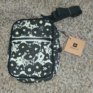 Thread Black and White Floral Crossbody Bag